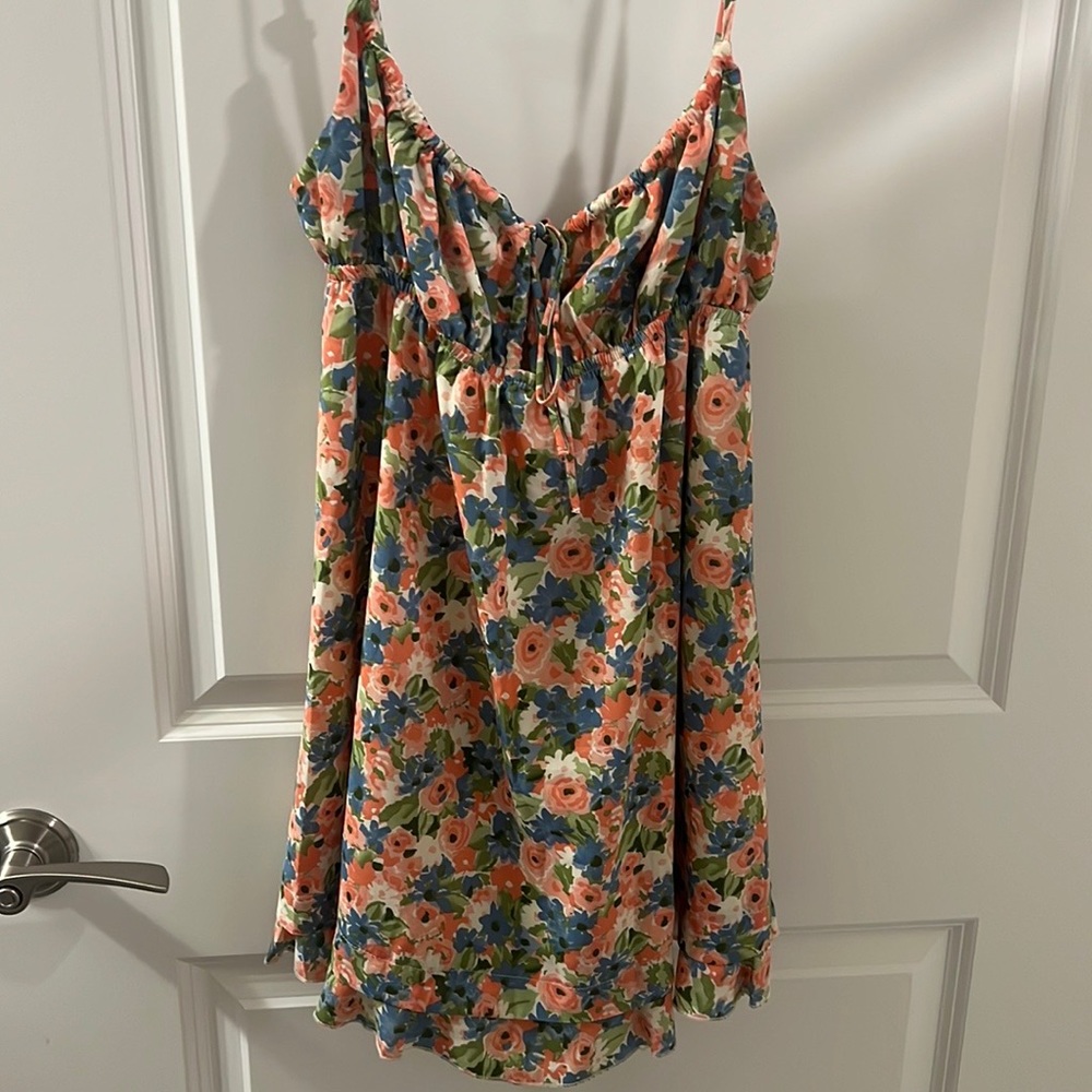 Pink mini floral dress